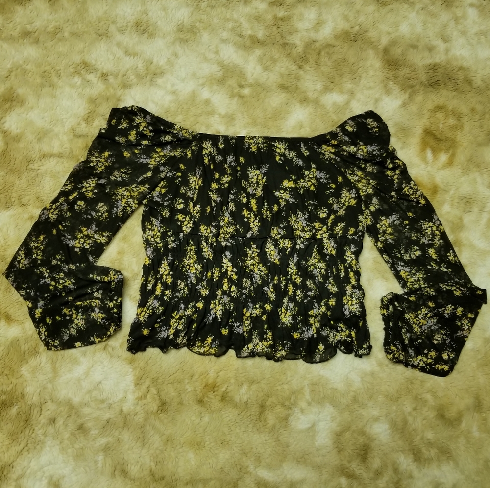 🍭Design Lab peplum style blouse with floral print